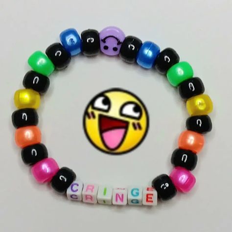 Bracelet Patterns Kandi, Idea For Bracelet, Scenecore Bracelets, Barbie Kandi, Dhmis Kandi, Ghost Band Bracelet, Kandi Bracelets Scene, Scene Kandi Ideas, Scene Kandi Bracelets Ideas