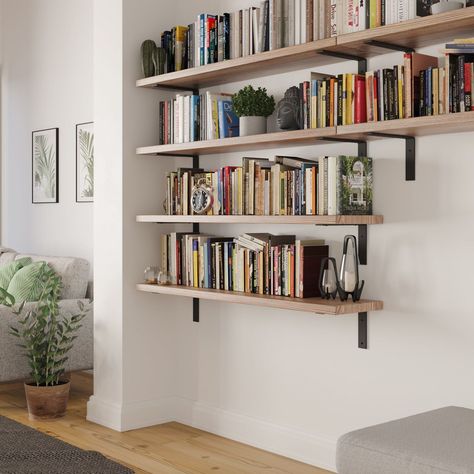 [PaidLink] 91'X10' Wood Floating Shelves Give You Additional Storage Space Without Needing A Bulky Bookcase Solution! Use Our Floating Bookshelves For Your Collectibles To Bring Warmth And Additional Texture To Your Living Room Wall Decor And Accessories. Cervo 10' Wide Floating Shelves For Wall Are Here To Give Your Wall Decor Aesthetic A Total Makeover! Long Floating Shelves Wood Provides A Sleek Appearance While Keeping Everything From Alarm Clocks To #floatingbookshelvesaesthetic Long Wall Floating Shelves, Floating Shelves Plant Wall, Free Floating Shelves Living Rooms, Staggered Wall Shelves, Floating Shelves With Books, Wall To Wall Floating Shelves, Floating Shelves Bookcase, Staggered Floating Shelves, College Bedroom Ideas For Guys