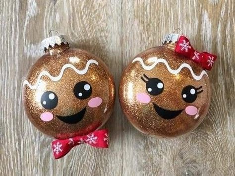 Gingerbread Boy And Girl, Christmas Diy Kids, Idee Cricut, Diy Christmas Ornaments Easy, Gingerbread Ornaments, Holiday Crafts Christmas, Christmas Ornaments Homemade, Christmas Ornament Crafts, Christmas Ornaments To Make