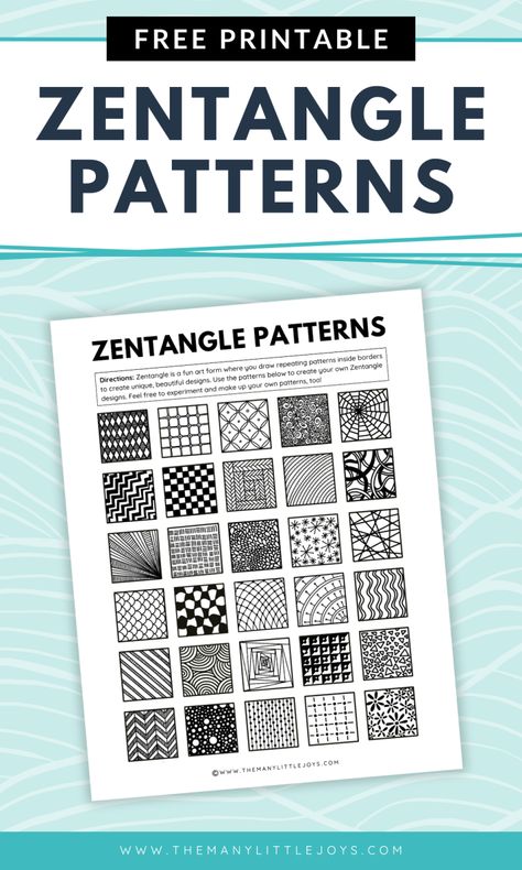 Zentangle for kids: easy & fun exploratory art (with FREE printable patterns to get you started!) - The Many Little Joys Zentangle Blank Template Free Printable, Zentangle Easy Patterns, Zentangle Printables Free, Free Zentangle Patterns Printables, Zentangle Worksheets Free Printable, Printable Zentangle Patterns Free, Free Zentangle Printables, Printable Patterns Templates, Zentangle For Kids