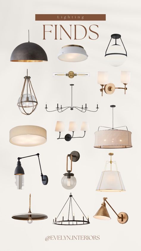 How To Mix And Match Light Fixtures, Coordinated Lighting Fixtures, Modern Organic Light Fixtures, Lighting Mood Board, Coordinating Light Fixtures, Organic Farmhouse, Organic Lighting, Flip Ideas, Transitional Lighting