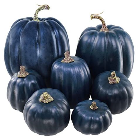 Blue Pumpkin Decor, Blue Thanksgiving, Mantel Shelves, Blue Fall Decor, Halloween Table Centerpieces, Conference Ideas, Decorative Pumpkins, Thanksgiving 2023, Desk Nightstand