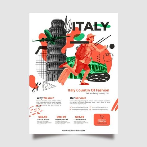 Travelling to italy stationery poster te... | Free Vector #Freepik #freevector #flyer #poster #business #travel Collage Infographic, Retro Outfits 80s 1980s, Tourist Poster, Olympics Poster, Travel Graphic Design, Travel Brochure Design, Poster Business, City Posters Design, 1980s Art