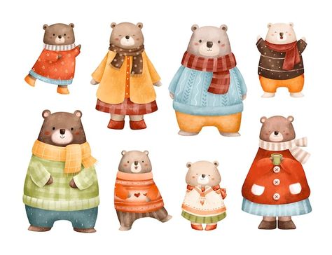 Stellaart Author Portfolio | Freepik Illustration Bear, Bear Illustration Cute, Bear Family, Family Of Bears Drawing, Woodland Bear Illustration, Bear Family Illustration, Christmas Forest Animals Illustration, Woodland Clipart Forest Friends, Toddler Drawing