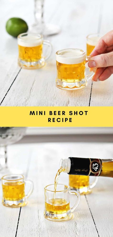 Mini Beer Shot - A Beautiful Mess Mini Beer Shots, Beer Shots, Beer Shot, Brew Master, Foam Head, A Beautiful Mess, Shot Recipes, Mixed Drinks Recipes, Beautiful Mess