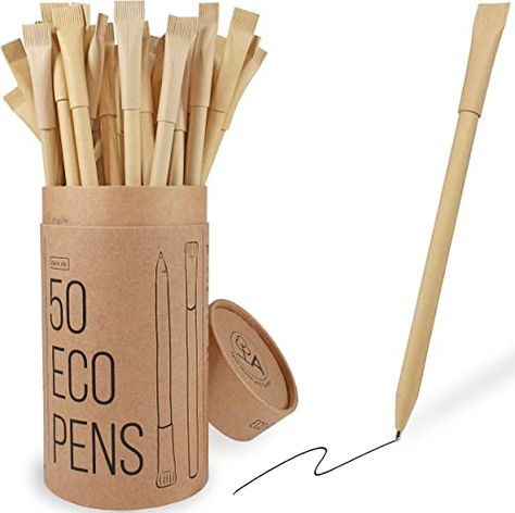 Amazon.com : Agile Eco Friendly Pens (Pack of 50) - Plastic Free Eco Pens, Sustainably made from Kraft Paper & Steel - Eco Friendly Gifts & Sustainable Gifts - Eco Friendly Products from - Agile Home and Garden : Office Products Eco Friendly School Supplies, Eco Packaging Design, Eco Friendly Christmas Gifts, Office Stationary, Eco Friendly Christmas, Zero Waste Gifts, Stationary Supplies, Eco Packaging, Stationary Gifts