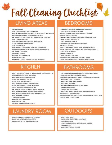 Take charge of your autumn cleaning with this free printable Fall Cleaning Checklist! Fall House Cleaning, Autumn Cleaning, Declutter 365, Fall Cleaning Checklist, Spring Cleaning Checklist Printable, Fall Checklist, Bedroom Cleaning, Ceiling Fan Switch, Free Printable Cleaning