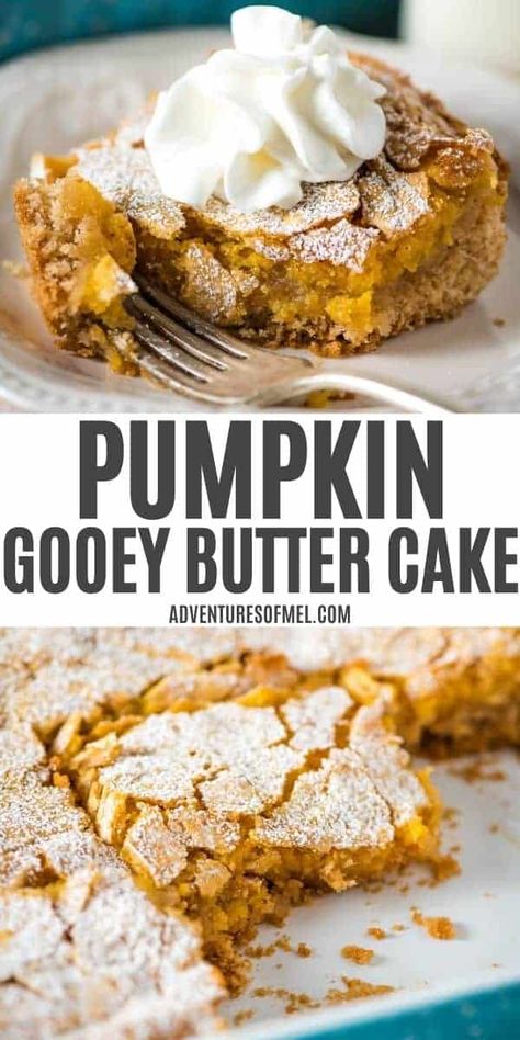 Ooey Gooey Butter Cake Pumpkin, Ooey Gooey Butter Cakes, Gooey Butter Pumpkin Cake, Spice Cake Mix Recipes Pumpkin, Pumpkin Gooey Cake, Pumpkin Cream Cheese Dump Cake, Pumpkin Ooey Gooey Butter Cake, Ooey Gooey Pumpkin Cake, Gooey Pumpkin Butter Cake