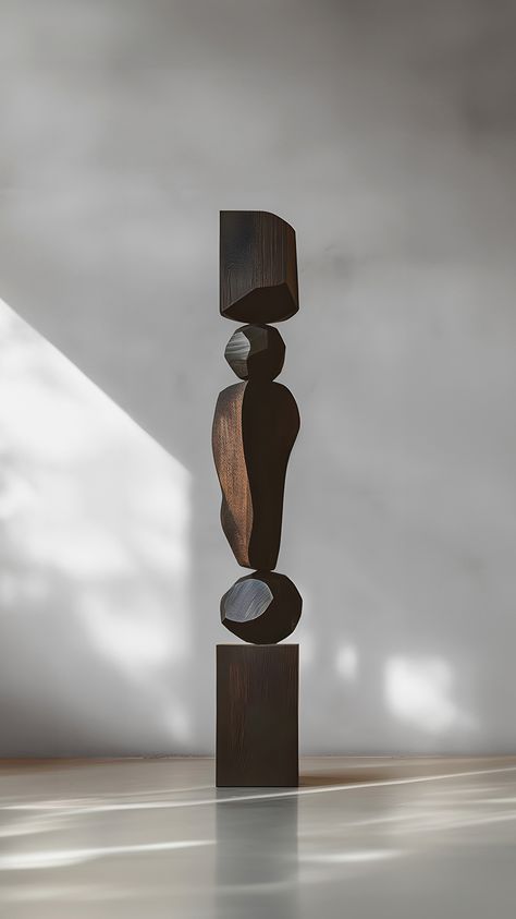 Joel Escalona's wooden standing sculptures are objects of raw beauty and serene grace. Each one is a testament to the power of the material, with smooth curves that flow into one another, inviting the viewer to pause and reflect. — info@joelescalona.com Abstract Art Sculpture, Raw Furniture, Gold Art Painting, Design Sculpture, Dark Elegance, Stone World, Lambada, Contemporary Furniture Design, Contemporary Sculpture