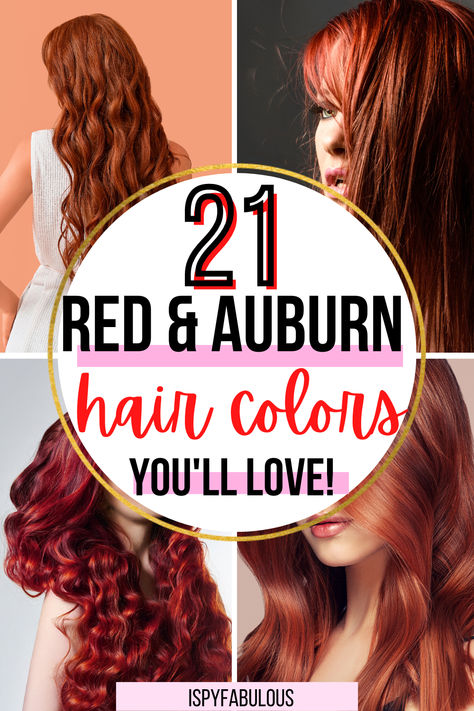 Ready for a little pop of ruby red? How about a moody auburn for this drizzly, cold winter? This collection of 21 sizzling red and auburn hair colors will give you all the inspiration you need to go after that fiery transformation. Red Color For Hair, Red With Highlights Hair, Winter Hair Color Ideas For Red Heads, Color Red Hair Ideas, Rhubarb Red Hair, Older Woman With Red Hair, Fall Hair Color For Redheads Dark Auburn, Vr Hair Color, Red Hair Colors For Fall