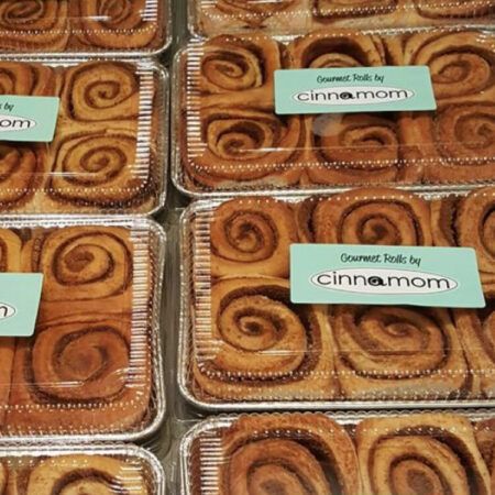 Jumbo Cinnamon Rolls, Fresh Food Packaging, Bake Sale Packaging, Biscuits Packaging, Mini Apple Pies, Spiced Apple Cider, Bakery Packaging, Caramel Pecan, Allergy Free Recipes