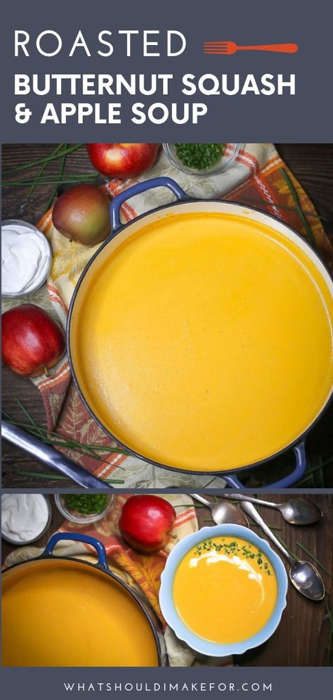 Butternut And Apple Soup, Roasted Butternut Squash Apple Soup, Roasted Butternut Squash And Apple Soup, Squash And Apple Soup, Squash Apple Soup, Butternut Squash Apple Soup, Thanksgiving Soups, Eat Your Vegetables, Butternut Squash Apple