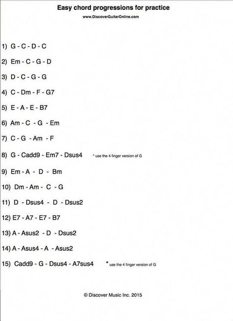 Chord Progressions Chord... - Music and Musical Instruments Guitar Songs With Chords, Songs With Chords, Writing Songs Inspiration, Easy Guitar Chords, Guitar Songs For Beginners, Guitar Strumming, Basic Guitar Lessons, Chord Progressions, Music Theory Guitar