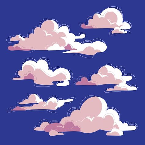 Clouds Illustration, Cloud Illustration, Watercolor Clouds, Cloud Stickers, Cartoon Clouds, Cloud Vector, Cloud Drawing, Sky Design, Drawing Expressions