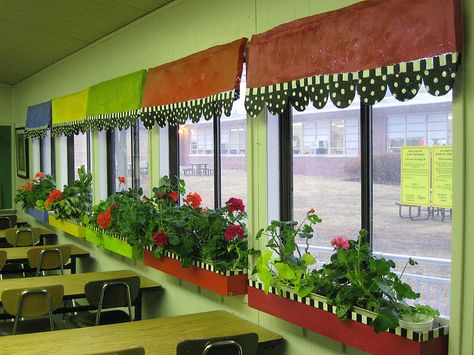 Window boxes for art room windows Afrikaans Plakkate, Classroom Window Decorations, Classroom Curtains, Classroom Window, Classroom Decor High School, School Decoration, School Doors, Language Arts Classroom, Window Screen