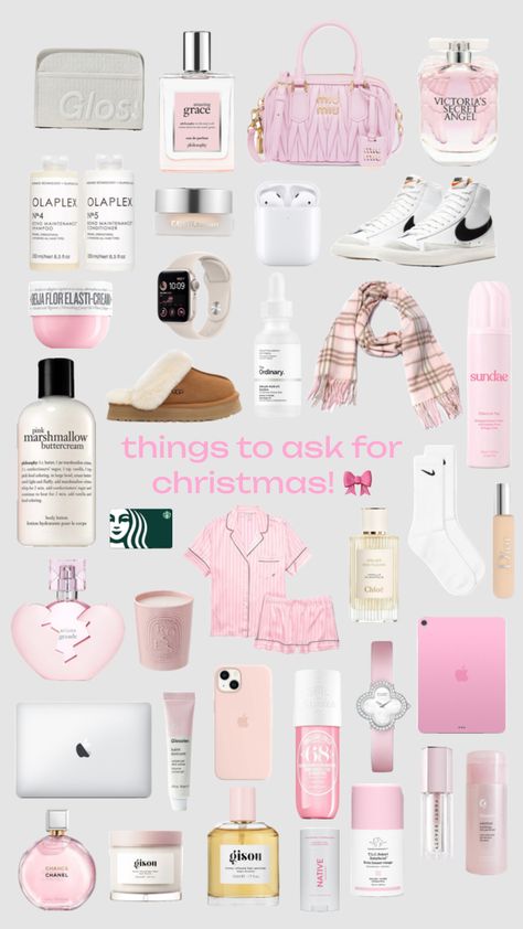 Teen Christmas Wishlist, Pink Wishlist, Preppy Christmas Gifts, Xmas List Ideas, Girly Gifts Ideas, Girly Christmas Gifts, Cute Christmas Ideas, Girly Christmas, Preppy Gifts