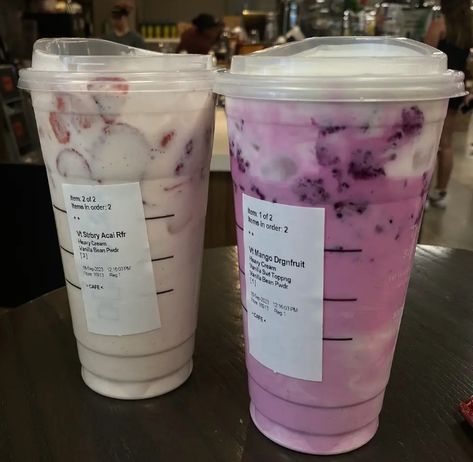 Starbucks New Drinks, Venti Pink Drink, Starbucks Copycat Recipes Drinks, Vanilla Sweet Cream Cold Foam, Sweet Cream Cold Foam, Vanilla Sweet Cream, Starbucks Drink Menu, Cream Cold Foam, Starbucks Secret Menu Recipes