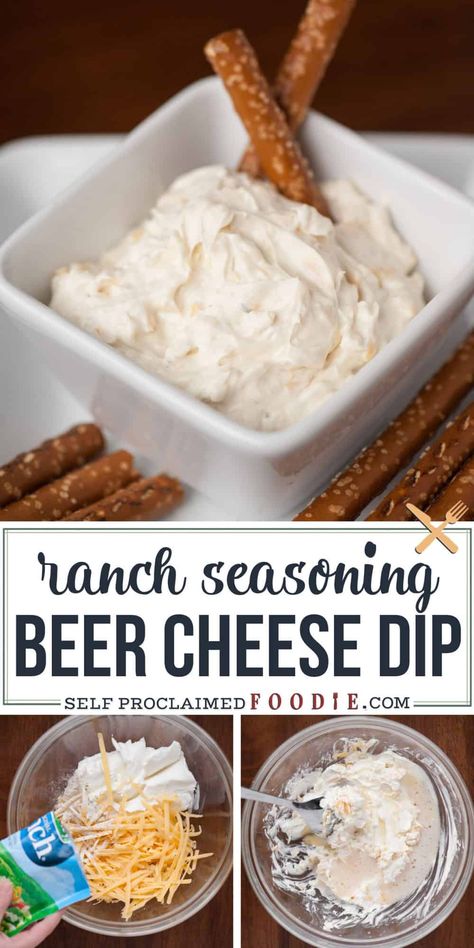 If you love beer, cheese, and the flavor of ranch, then this easy to make chilled Beer Cheese Ranch Dip should be the game day appetizer you make! Beer Cheese Ranch Dip, Beer Dip Recipe With Cream Cheese, Beer Cheese Dip For Pretzels Cold, Easy Dips For Camping, Dips To Go With Beer Bread, Dip For Beer Bread Easy Recipes, Beer Bread Dip Recipe, Pretzels And Dip, Ranch Beer Cheese Dip