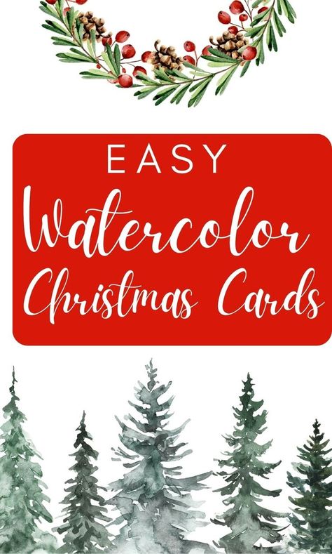 How To Make Homemade Christmas Cards, Watercolor Christmas Gifts, Watercolour Painting Christmas, Holiday Paint And Sip Ideas, Watercolor Holly And Berries, Simple Painting Ideas Watercolour, Messy Watercolor, Easy Watercolor Christmas Cards Ideas, Christmas Watercolor Cards Easy