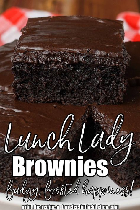 Brownie With Icing Recipes, Lunch Lady Brownies, Savoury Treats, Fudgy Brownie Recipe, Texas Sheet, Fudgy Brownie, Bar Food, Lunch Lady, Brownie Points