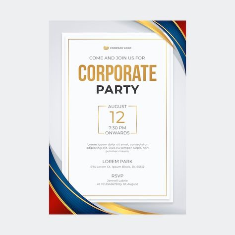 Corporate Invitation Card Design, Business Party Invitation, Diploma Design, Vertical Business Cards, Vector Gradient, Business Invitation, Business Party, Corporate Party, Graphic Design Tips