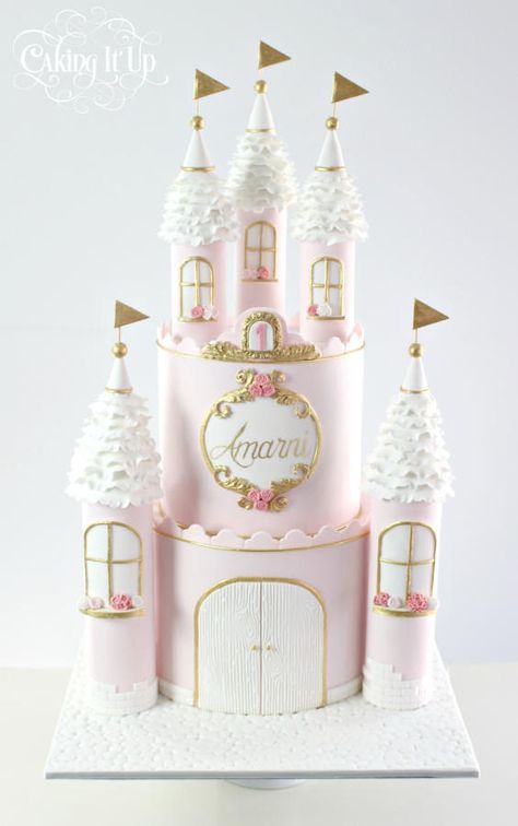 Regal Princess Castle Cake - Cake by Caking It Up Pink Castle Cake, Castle Cakes, Castle Birthday Cakes, Princess Castle Cake, Disney Princess Cake, Princess Theme Birthday, Princess Birthday Cake, Pink Castle, Castle Cake