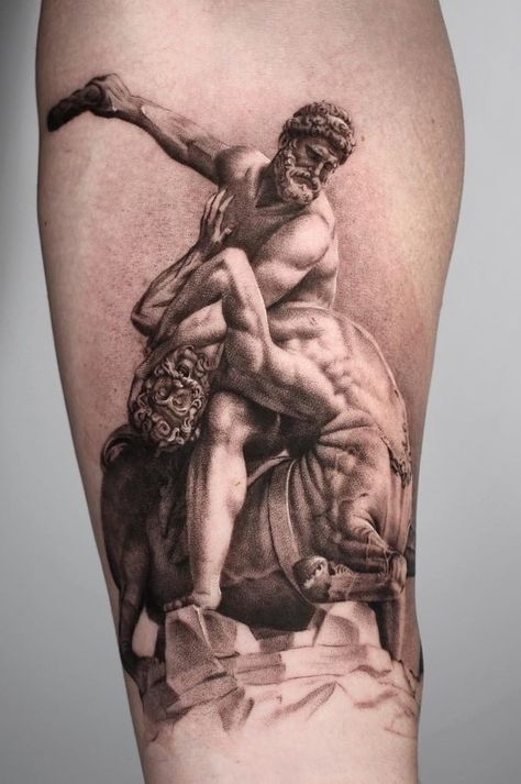 Statue Tattoos, Zee Tattoo, Ancient Greek Tattoo, Statue Of Liberty Tattoo, Hercules Tattoo, Liberty Tattoo, Roman Tattoo, Ancient Art Tattoo, Apollo Statue