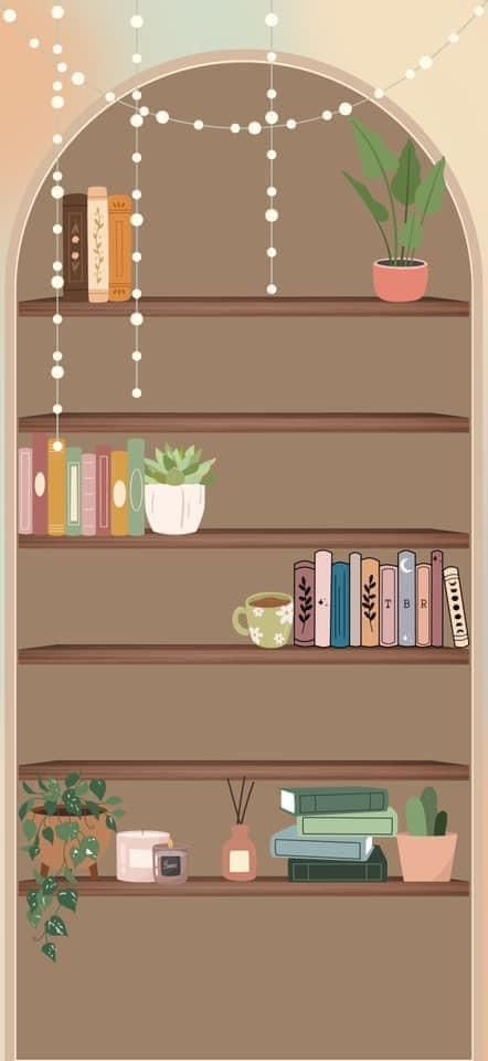 Bookshelf Homescreen, Book Shelf Wallpaper Aesthetic, Bookcase Wallpaper Iphone, Bookshelf Lockscreen, Winter Bookshelf Wallpaper, Christmas Bookshelf Wallpaper Iphone, Iphone Wallpaper Bookshelf, Bookshelf Background Wallpapers, Bookshelf Iphone Wallpaper