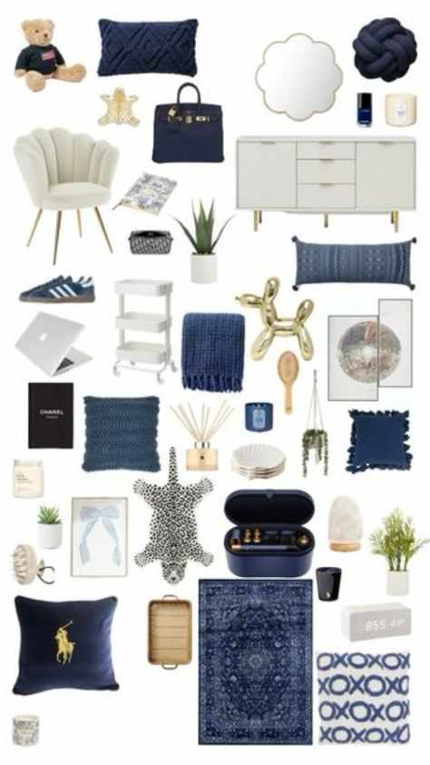 #roominspo White Navy Blue Bedroom, Navy Blue Rooms Ideas, Navy And White Room Bedrooms, Navy And White Bedroom Decor, Dark Blue And White Bedroom Ideas, Navy Blue Aesthetic Room Decor, Navy Blue Decor Bedroom, Navy Blue And White Bedroom Decor, Navy Blue And White Room Aesthetic