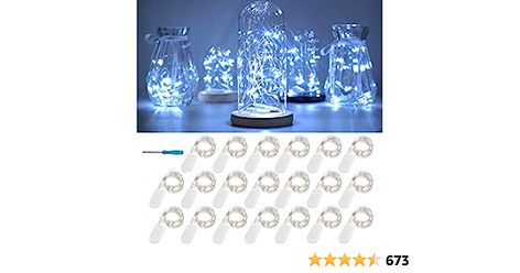 FELISHINE 20 Packs Fairy String Lights, 6.6FT 20 LEDs Battery Operated Silver Copper Wire Starry String Light for DIY Party Christmas Costume Wedding Easter Table Decorations (Cool White) - - Amazon.com Starry String Lights, Battery Operated String Lights, Costume Wedding, Led Fairy Lights, Light Copper, Christmas Costume, Solar String Lights, Easter Table Decorations, Bright Led Lights