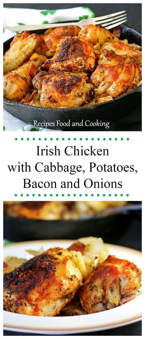 Irish Chicken with Cabbage, Potatoes, Bacon and Onions, the alternative recipe for St. Patrick's Day. - Recipes, Food and Cooking Irish Chicken Recipes, Chicken With Cabbage, Irish Chicken, Cabbage Potatoes, Irish Cooking, Cabbage And Potatoes, Scottish Recipes, Irish Recipes, Idee Pasto Sano