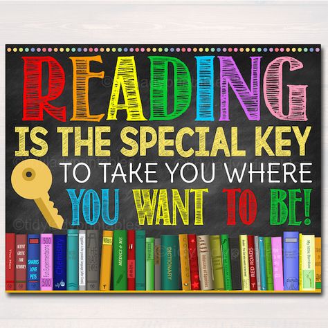 Reading Will Take You Everywhere, Poster About Reading, Reading Posters For Classroom, Cute Reading Corner, Library Poster, Library Rules, School Library Decor, Reading Poster, Library Bulletin Board