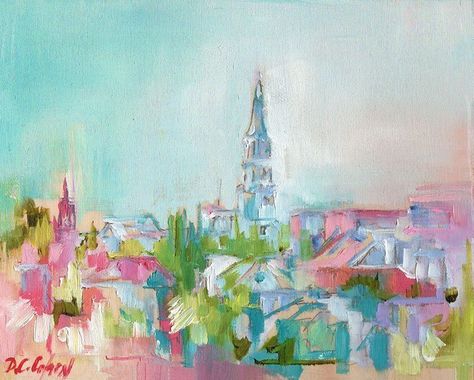 "Charleston Pastel" by Danielle Cather-Cohen Drawings With Pastels, Pastel Watercolor Art, Cofc Dorm, Charleston Painting, Building Paintings, Summer Posters, Portfolio Pieces, Charleston Art, Art Random