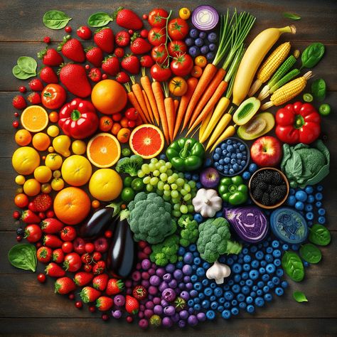 The Colorful Spectrum of Health: Eat the Rainbow Diet #diet #NutritionAndHealth #fruit #vegetables #food #FruitAndVegetableDiet #antioxidants Fruit And Vegetables Pictures, Rainbow Fruits And Vegetables, Colorful Fruits And Vegetables, Eat The Rainbow Aesthetic, Healthy Food Pictures For Kids, All Fruits Images, Fruits And Veggies Aesthetic, Food Vision Board, Fruits Pics