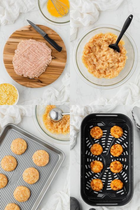 Simple and beyond easy, these Air Fryer Keto Chicken Nuggets are quick to prep and only require 3 simple ingredients! 3 Ingredient Chicken Nuggets Air Fryer, Homemade Keto Chicken Nuggets, Low Carb Chicken Nuggets Air Fryer, Air Fry Chicken Nuggets Homemade, Diy Chicken Nuggets Air Fryer, Keto Chicken Nuggets Ground Chicken, Home Made Chicken Nuggets Air Fryer, Homemade Air Fryer Chicken Nuggets, Healthy Chicken Nuggets Air Fryer