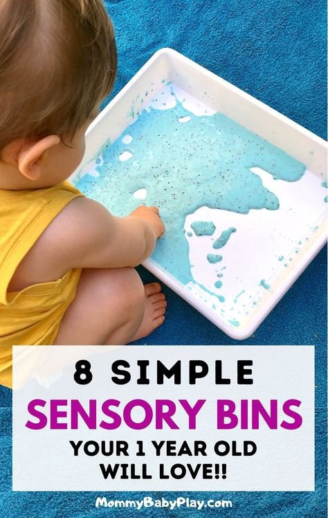 Easy Sensory Activities For One Year Old, Montessori Activity 1 Year, Sensory Ideas For One Year Olds, Rainy Day Activities For One Year Olds, Fine Motor For One Year Olds, I Year Old Activities, Fun Things To Do With A One Year Old, Science Activities For One Year Olds, Sensory Play 13 Month Old