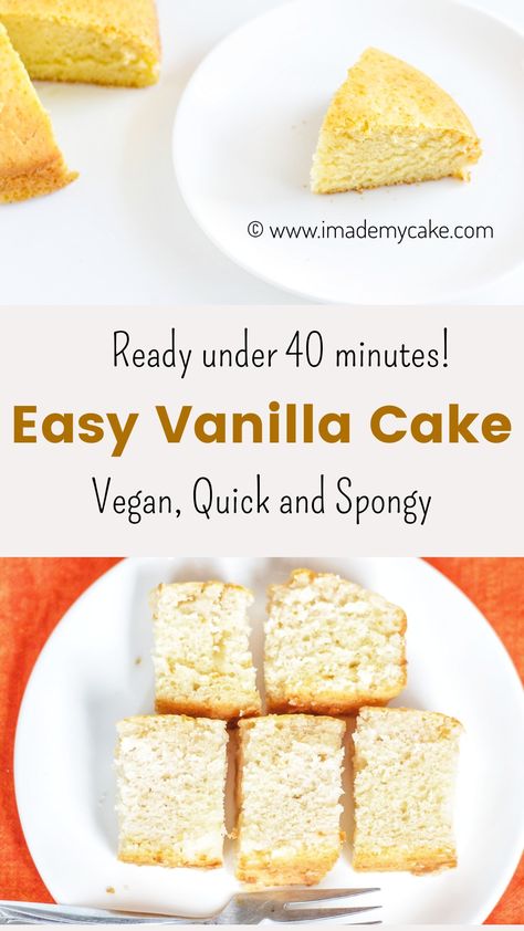 Vegan Sponge Cake Recipe, Easy Vegan Cake, Cake Without Eggs, Simple Vanilla Cake, Vegan Vanilla Cake, Vanilla Sheet Cakes, Easy Vanilla Cake, Vegan Birthday Cake, Quick Easy Vegan