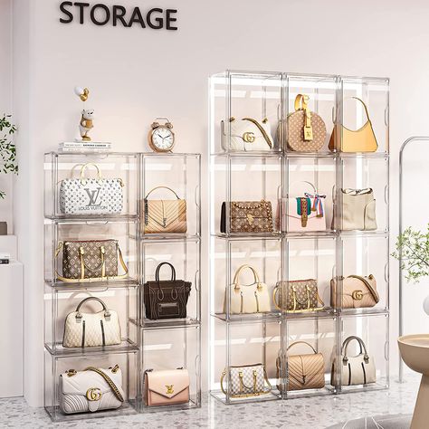 Amazon.com: Clear Handbag Storage Organizer for Closet, 3 Packs Acrylic Display Case for Purse/Handbag, Plastic Storage Containers with Magnetic Door, Acrylic Box Organizers for Collectibles, Toys, Figures : Home & Kitchen Purse Display, Handbag Display, Acrylic Display Box, Purse Storage, Clear Handbags, Handbag Storage, Acrylic Display Case, Acrylic Storage, Plastic Container Storage