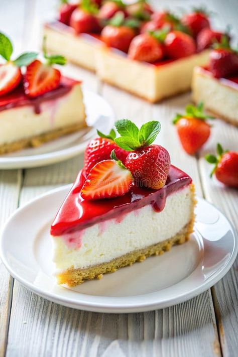 Strawberry cheesecake on white table royalty free stock photos Strawberry Cheesecake Slice, Bake Sale Packaging, White Plates, Bake Sale, Strawberry Cheesecake, White Table, Lunch Ideas, Christmas Cake, Cake Ideas