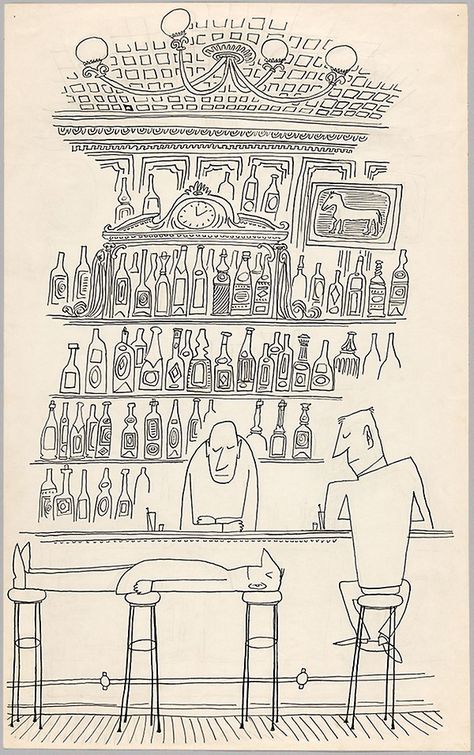 Untitled (Bar Scene) | The Art Institute of Chicago Pencil Art Drawings City, Bar Scene Illustration, Books Wall Art, Apartment Drawing Sketch, Bar Illustration Art, Bar Sketch, Sketch Bar, Bar Illustration, Scene Sketch