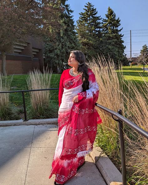 Pohela Boishakh, Bengali New Year Celebration Wore a traditional red and white saree after a really long time. It has always been a custom to wear Red and White but nowadays people wear all sorts of colour to welcome the new year. My dad got me this saree when I was in grade 7. Overall, I have worn this saree thrice now and every time I feel so beautiful in it. Its definitely a bit difficult to manage cotton saree, specially because I am not very good at pleating it. However that's not stoppi... All Nighter Spray, Red And White Saree, Pohela Boishakh, Bengali New Year, White Saree, Grade 7, Wear Red, New Year Celebration, Wearing Red