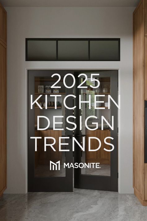 A pair of black French doors open to a luxury pantry in a brutalist kitchen with oak cabinets and stone floors 2024 Home Renovation Trends, Matching Bathroom And Kitchen, Kitchen Makeover Ideas Modern, Small Kitchen Ideas 2024 Trends, Trending Kitchen 2025, Kitchen Innovative Ideas, Kitchen Trends 2024 2025, Trend Kitchen 2024, Stunning Kitchen Designs