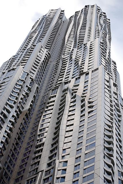 Frank Gehry Designed Residential Tower, 8 Spruce Street, New York City Frank Gehry Architecture, Gehry Architecture, Architecture Unique, Design Stage, Residential Tower, Library Reference, New Architecture, Skyscraper Architecture, Street New York