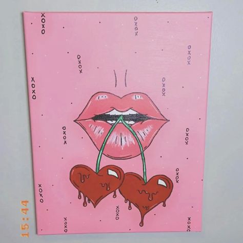 Vibey Paintings On Canvas Easy, 444 Painting Ideas On Canvas, Pink Canvas Art Ideas, Painting Ideas Baddie, Baddie Paintings Canvas Pink, Baddie Paintings Canvas Easy, Funky Paintings Canvas Easy, Easy Cute Painting Ideas On Canvas, Girly Canvas Painting