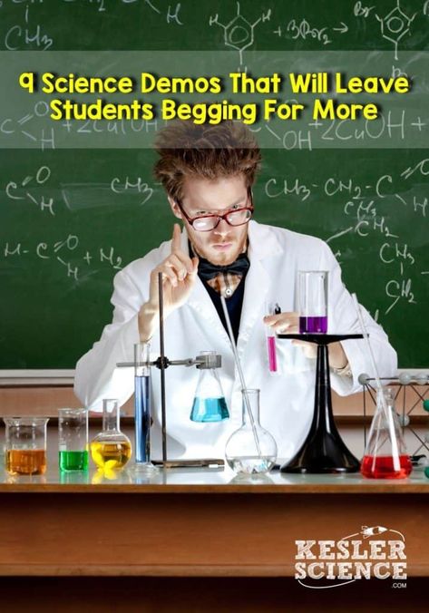 Want to give your science students an experience they will never forget? Here 9 Science demonstrations that will have your students begging for more Science Demonstrations Middle School, Chemistry Experiments High School, High School Chemistry Experiments, Science Demonstrations, Sixth Grade Science, Science Labs, Science Camp, General Science, Teaching Chemistry