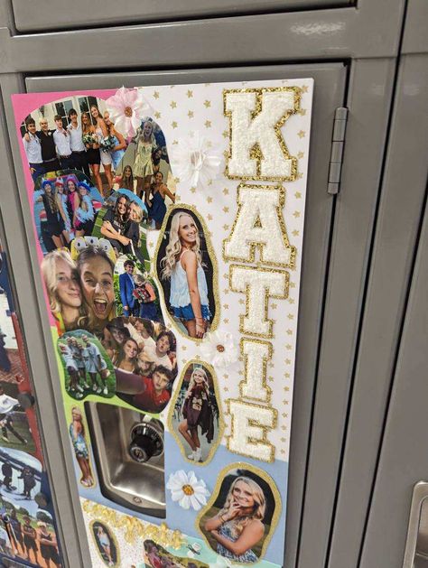 Locker Board Ideas, Senior Week Locker Decorations, Hoco Locker Decorations, Decorating Locker, Locker Poster Ideas, Locker Birthday Decorations, Dance Locker Decorations, Locker Decorating Ideas, Birthday Locker