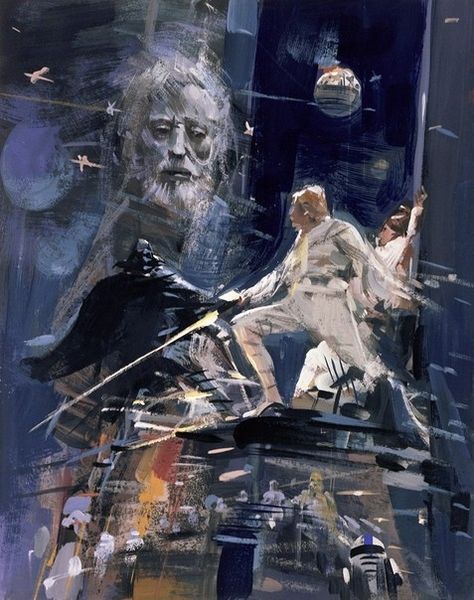 Concept art for "A New Hope" poster by artist John Berkeley. 1977 year. #StarWars #NewHope #Art #Painting Star Wars Poster Art, John Berkey, Anakin Vader, 70s Sci Fi Art, Star Wars 1977, Star Wars Concept Art, Star Wars Film, Star Wars Artwork, Saved Pins