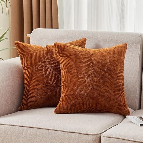 Amazon.com: SOCHOW Decorative Throw Pillow Covers 18x18 Inches Set of 2, Soft Leopard Print Flannel Fleece Pillowcase Square Cushion Covers for Sofa Couch Bed, Brown : Home & Kitchen Tan Pillows On Couch, Brown Throw Pillows Couch, Rustic Fall Decor Living Room, Autumn Bedroom Decor, Burnt Orange Decor, Burnt Orange Pillows, Copper Home Decor, Mid Century Pillows, Leopard Print Pillows