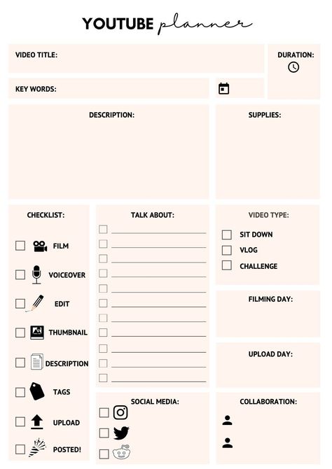 YouTube video planner / organiser / schedule Video Planning Template, Youtube Channel Planner, Youtube Video Planner Template, Youtube Schedule Planner, Youtube Planner Template, Youtube Tracker, Youtube Video Planner, Youtube Content Planner, Youtube Schedule