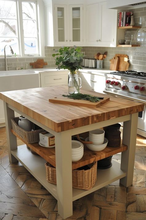 10 Small Kitchen Island Ideas That Maximize Space! - My Decor Inspo Kitchen Island Small Apartment, Apartment Island Kitchen, Table As Kitchen Island, Diy Small Kitchen Island, Kitchen Small Island, Kitchen With Small Island, Small Island Kitchen, Small Kitchen With Island, Small Kitchen Islands